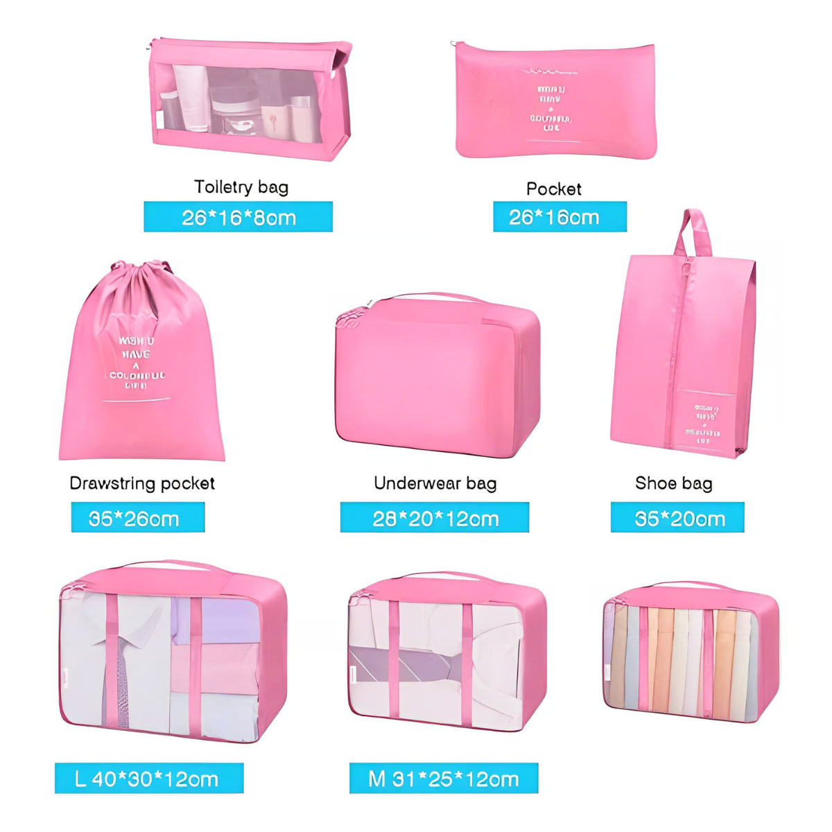 🎒Set Organizador de Viaje x 8 Piezas Extrafuerte✈️