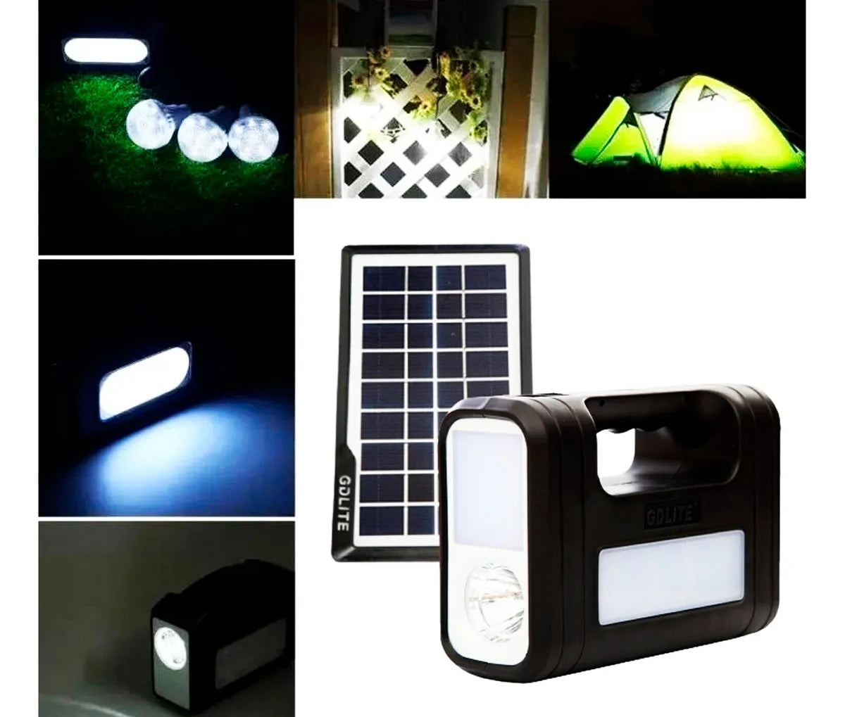 ☀️Kit Panel Solar Portátil con 3 Bombillos LED + Cargador USB