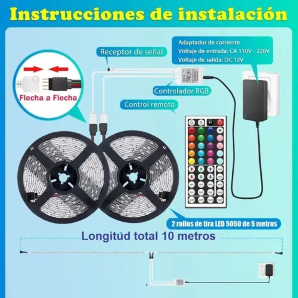 ✨🌈CINTA LED RGB 10 METROS – ¡DALE VIDA A TUS ESPACIOS!🌈✨