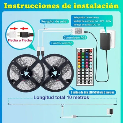 ✨🌈CINTA LED RGB 10 METROS – ¡DALE VIDA A TUS ESPACIOS!🌈✨
