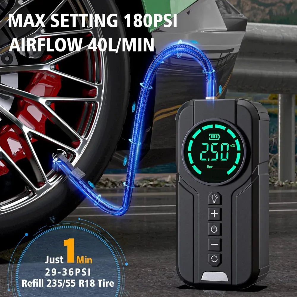 🚗⚡COMPRESOR DE AIRE + ARRANCADOR DE BATERÍA PORTÁTIL⚡🚗