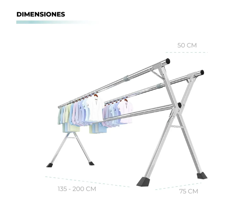 🧺Tendedero con Ruedas–Práctico, resistente y súper funcional
