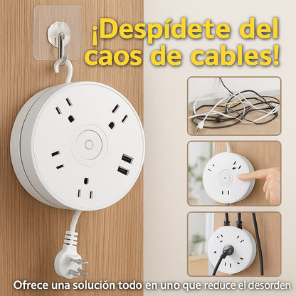 🔌 Extensión Multicarga Retráctil 1,8 m con USB