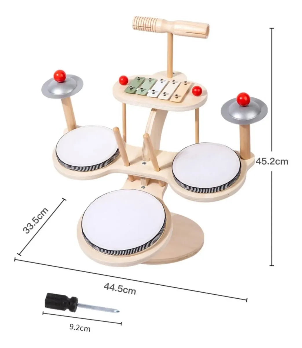 🥁 Batería Musical Infantil de Madera con Xilófono