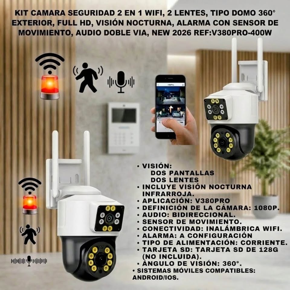 📹Cámara de Seguridad WiFi Doble Lente FULL HD