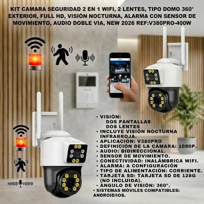 📹Cámara de Seguridad WiFi Doble Lente FULL HD