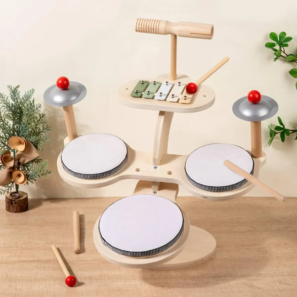 🥁 Batería Musical Infantil de Madera con Xilófono