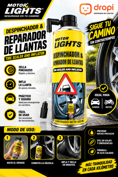 Inflador y Despinchador de Llantas Motor Lights